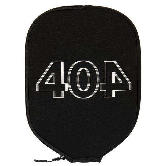 Black pickleball paddle cover with '404' printed on it