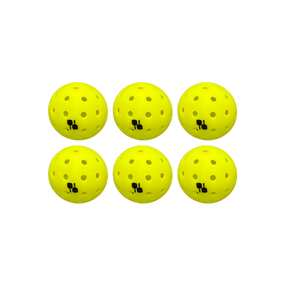 Six neon yellow pickleball