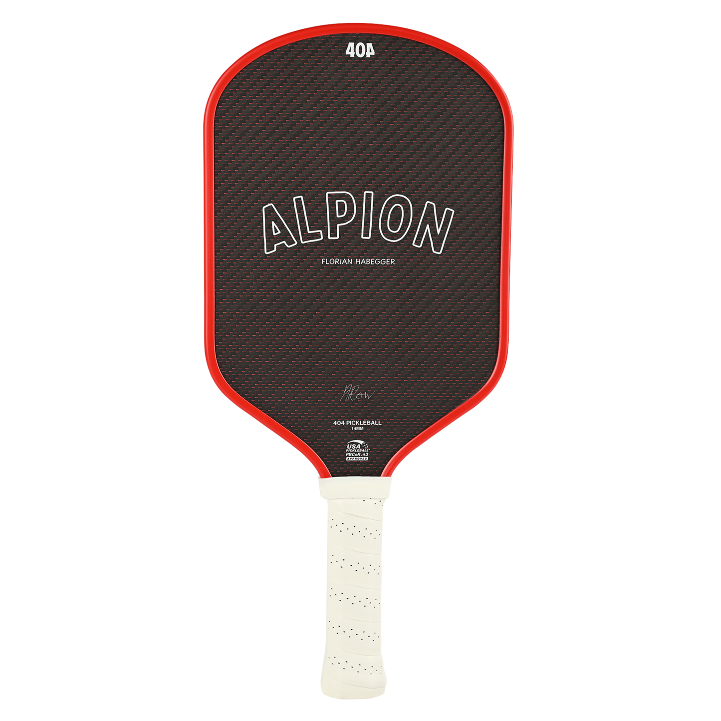 Pickleball paddle with black face and red border