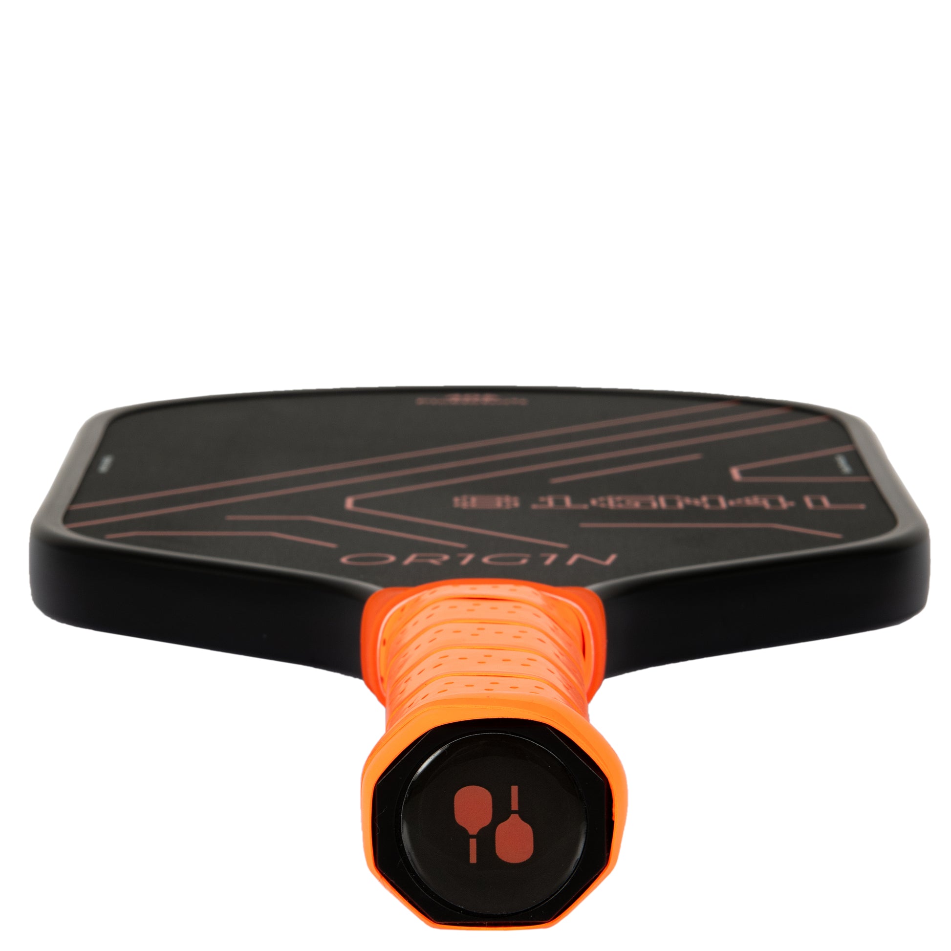 Pickleball paddle with black and orange design
