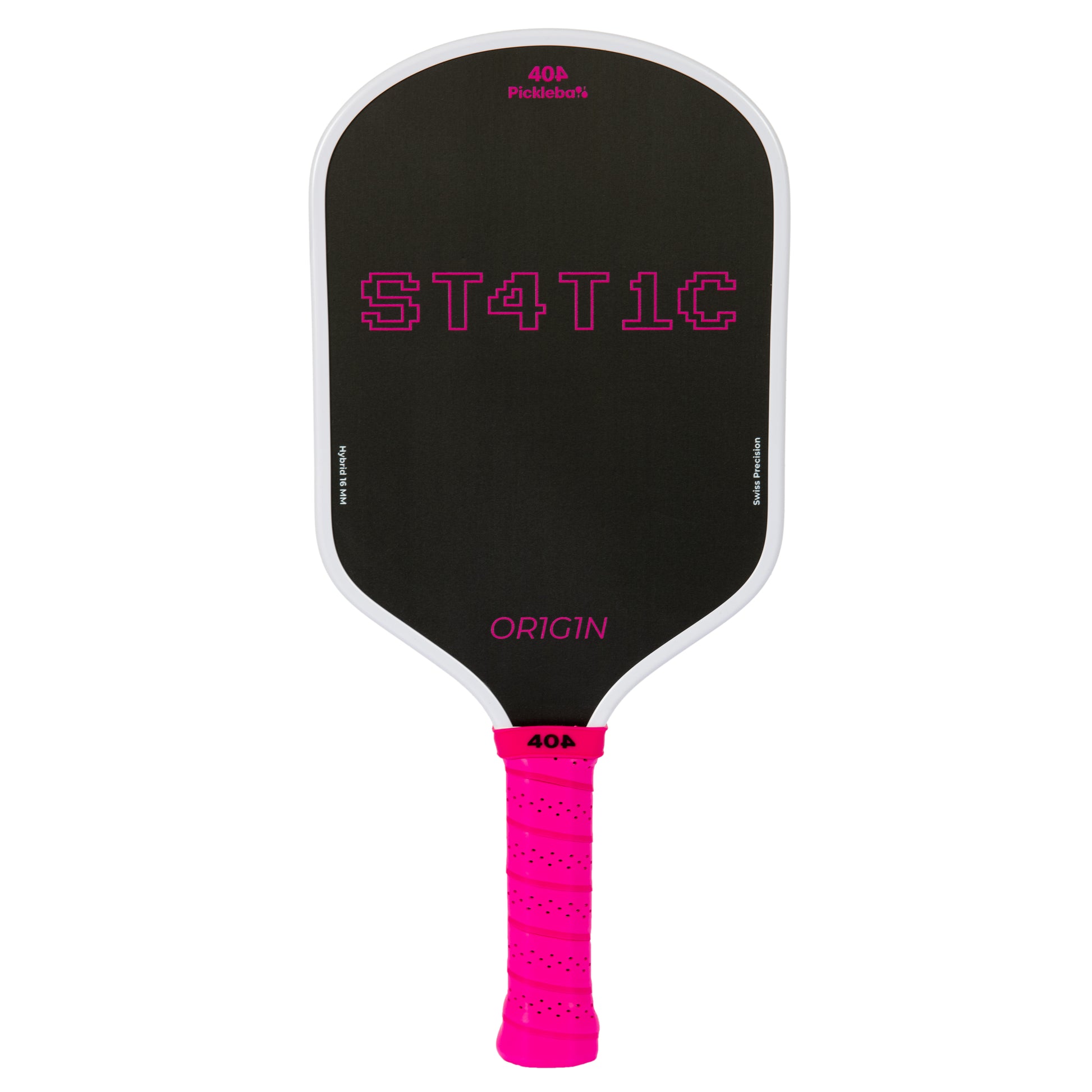 Pickleball paddle with black face and pink handle