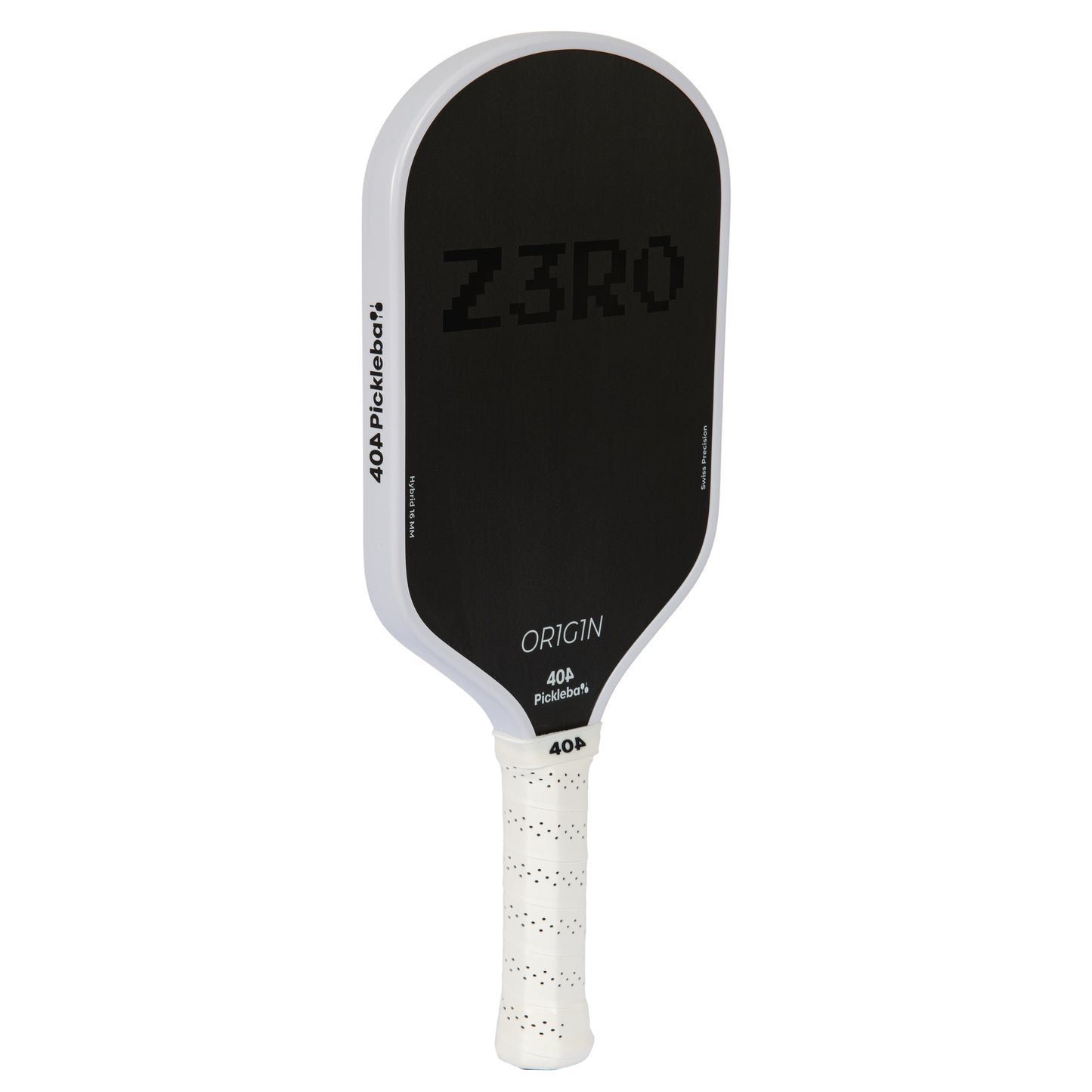 Pickleball paddle with black face and white handle